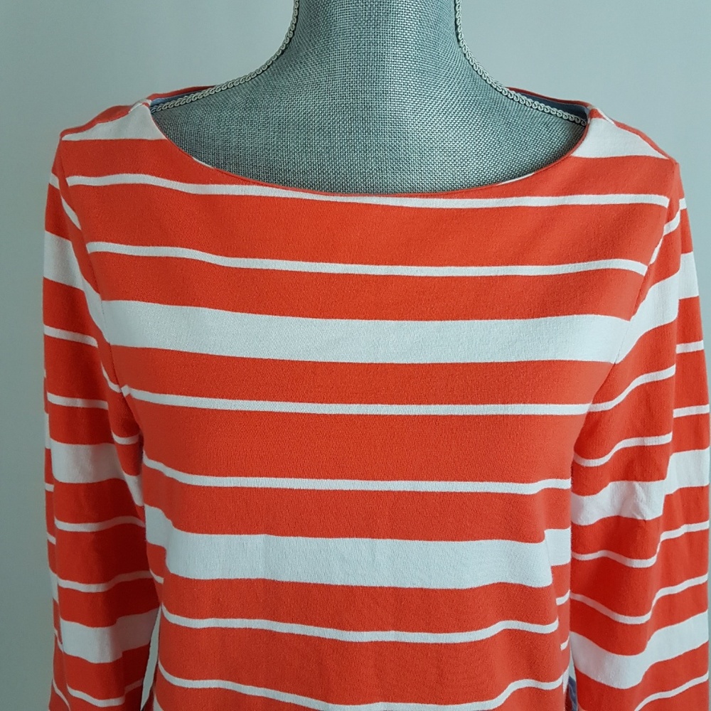 Crown & Ivy Orange Stripe Ruffle Long Sleeves Top - Picture 2 of 8